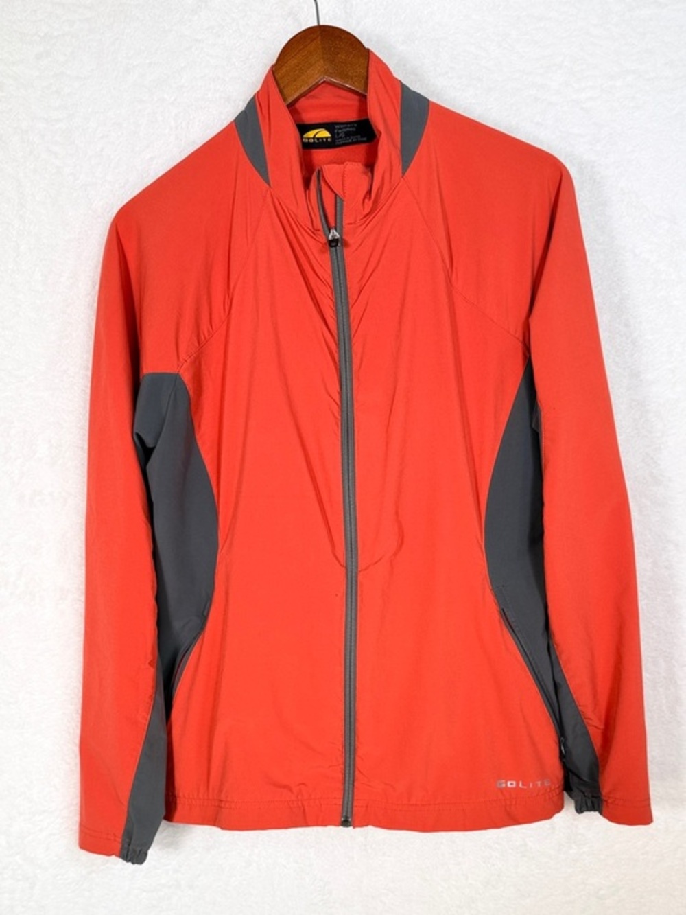 Golite Women’s Large Red/orange Gray Stretch Softshell Running Jacket Full Zip